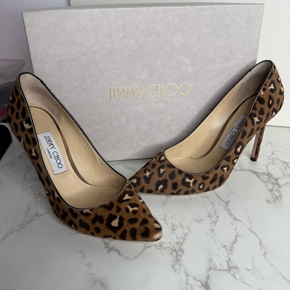 Jimmy Choo Romy 100 Leopard Print Heels size 37.5/ 7.5 - Picture 8 of 8